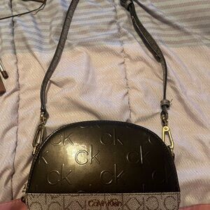 Calvin Klein Black and Tan Crossbody Bag